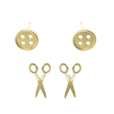 Button Scissors Earrings