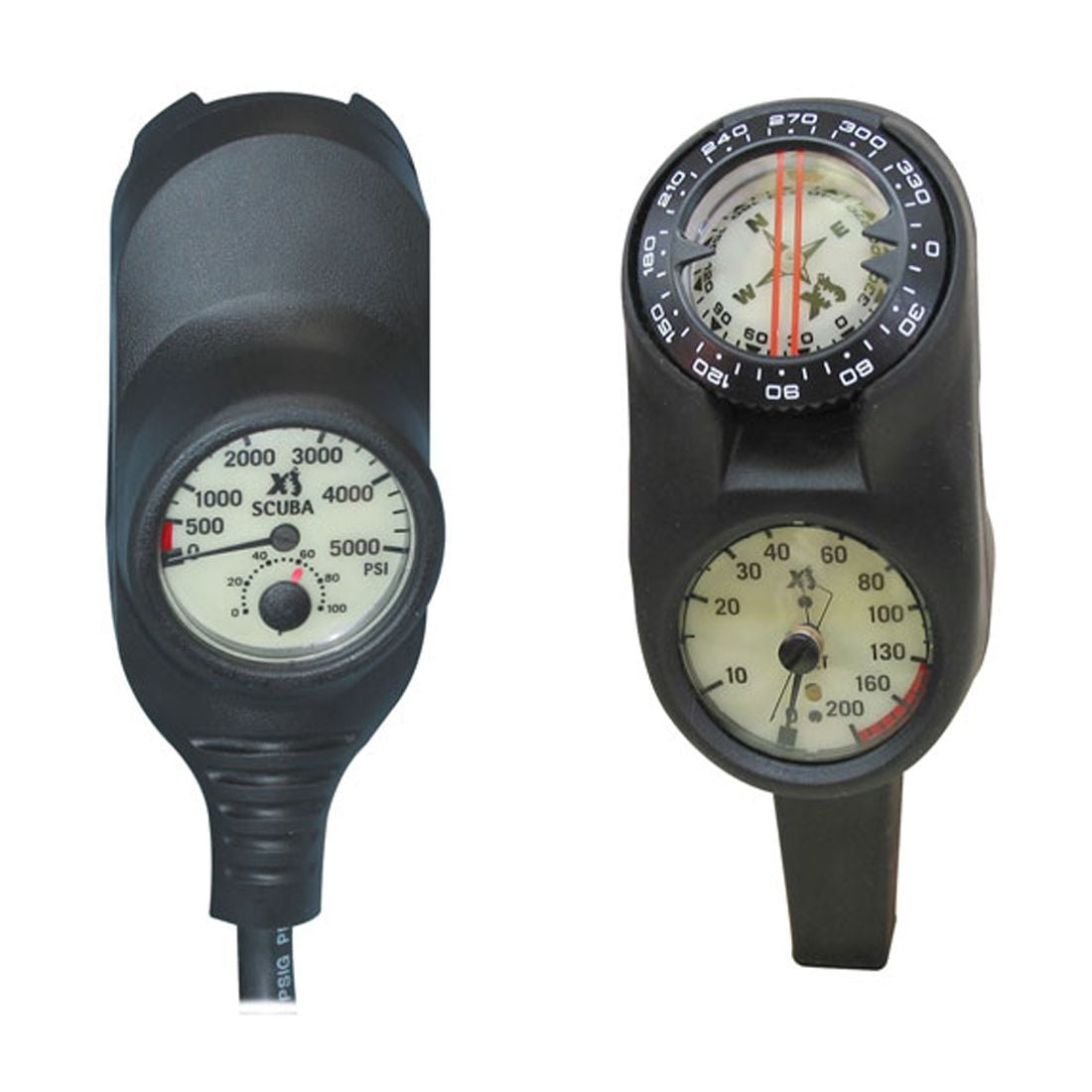 XS Scuba Navigator 3 Gauge Console - Depth, Pressure Gauge