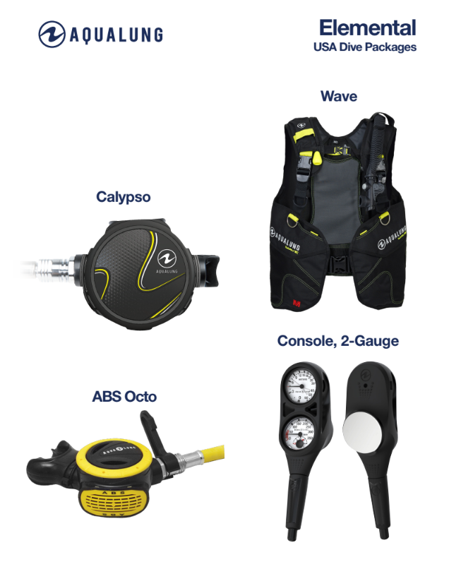 Aqua Lung Elemental Scuba Package Wave BCD, Calypso Regulator, Gauge