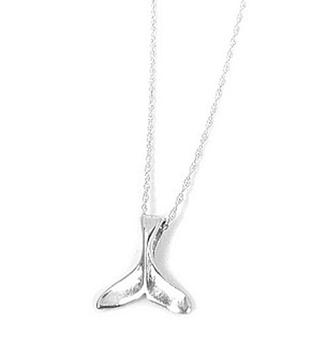 Whale Tail Tiny Sterling Silver Jewelry Charm Pendant Necklace