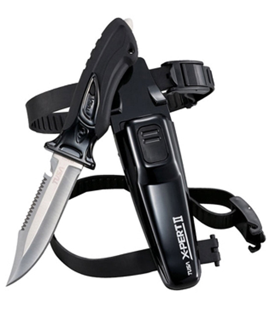 Tusa Imprex X-Pert II Scuba Diving Drop Point Knife with Sheath and Leg Straps