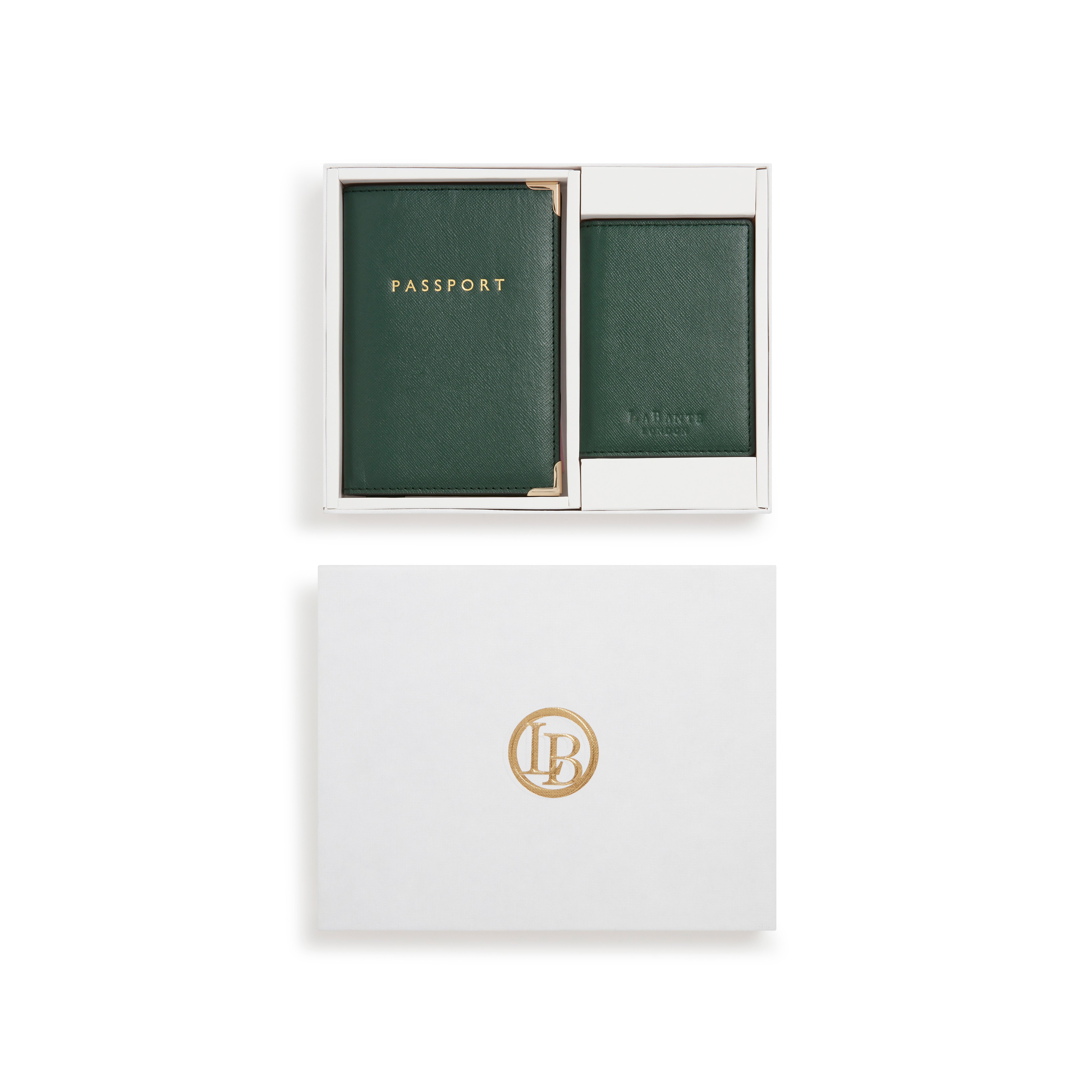 Nutcombe Green Passport Holder & Bi-fold CC holder Gift Box