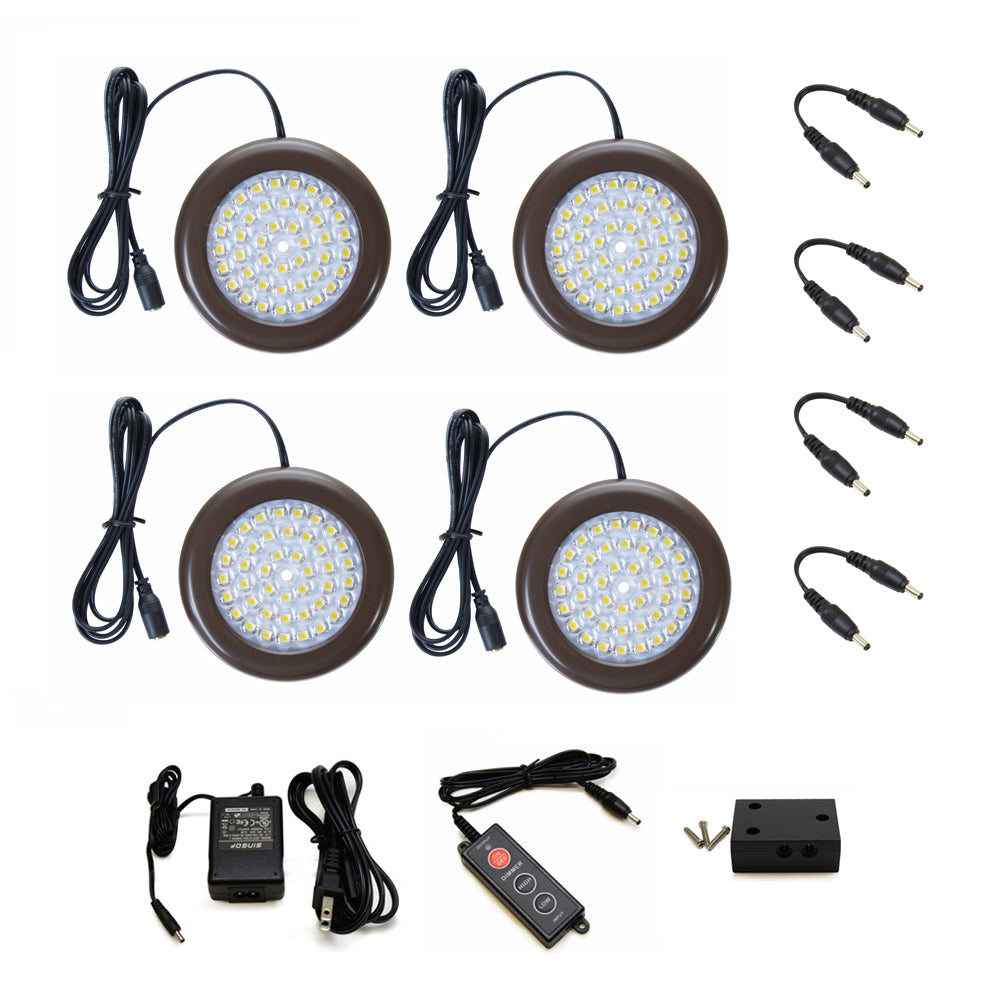 3.5 inch Cool White LED Puck Lights - Standard Kit (4 Pack)