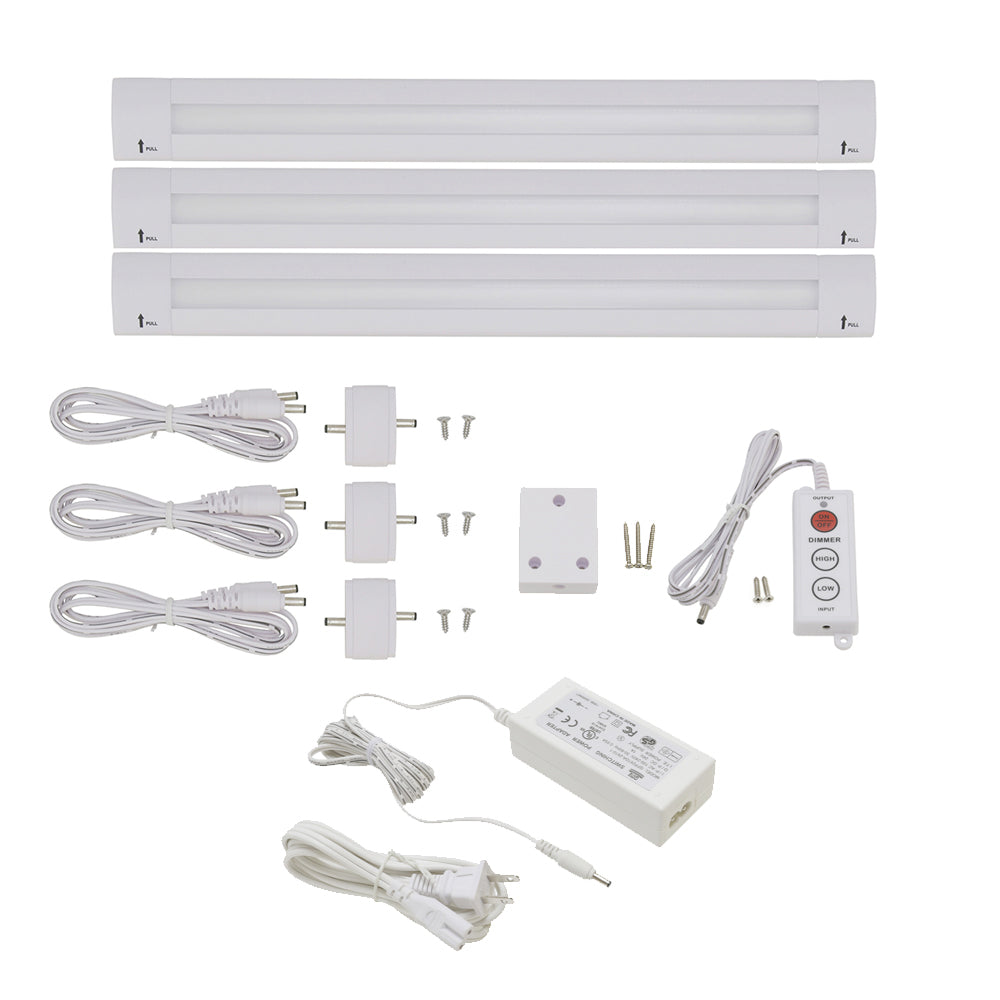 Lilium 12 Inch Warm White Modular LED Under Cabinet Lighting - Premium Kit (3 Panel)