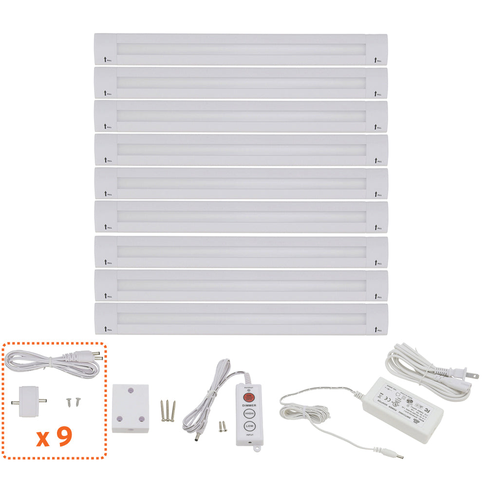 Lilium 12 Inch Warm White Modular LED Under Cabinet Lighting - Pro Kit (9 Panels)