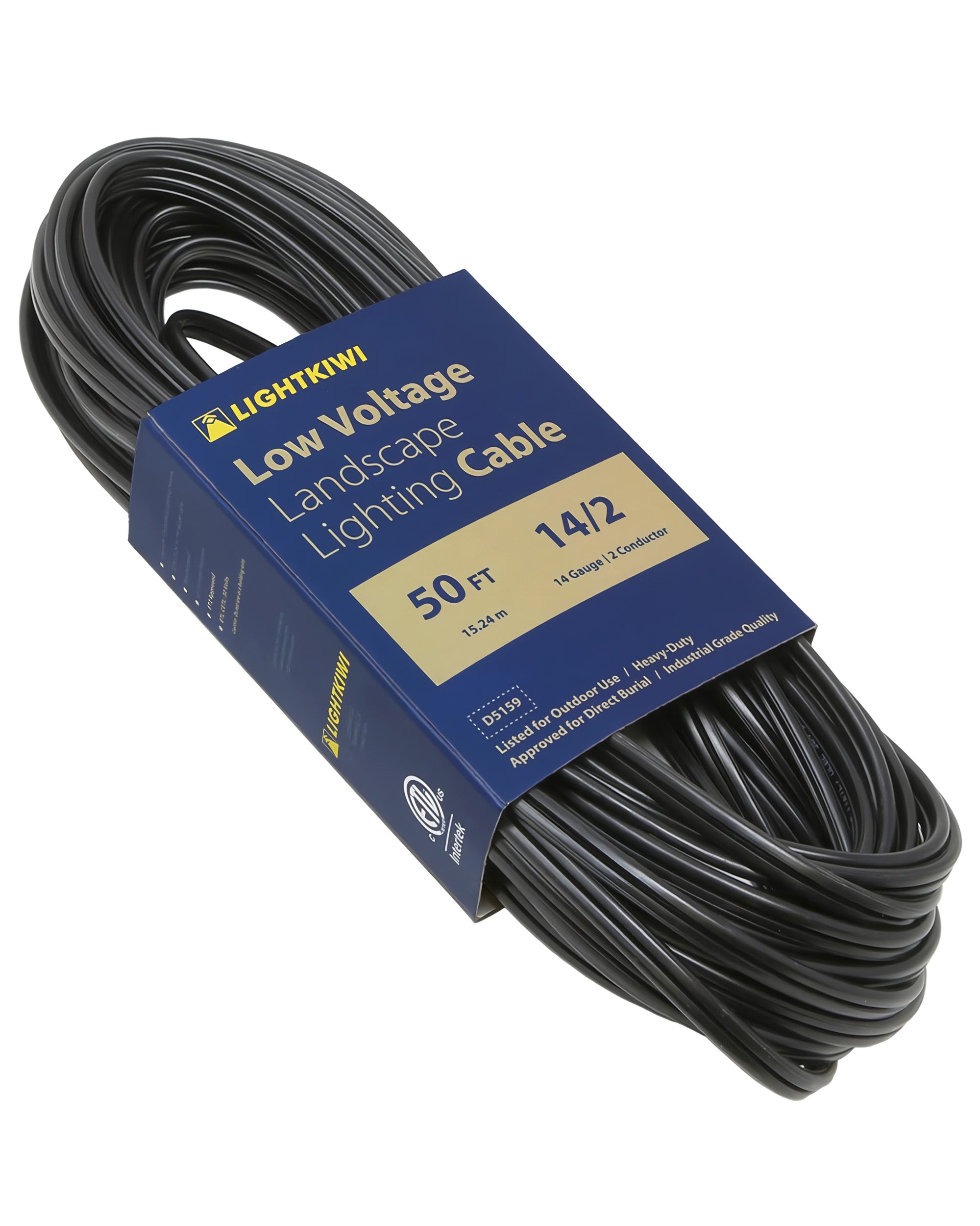 14AWG 2-Conductor Direct Burial Wire for Low Voltage Landscape Lighting, 50ft