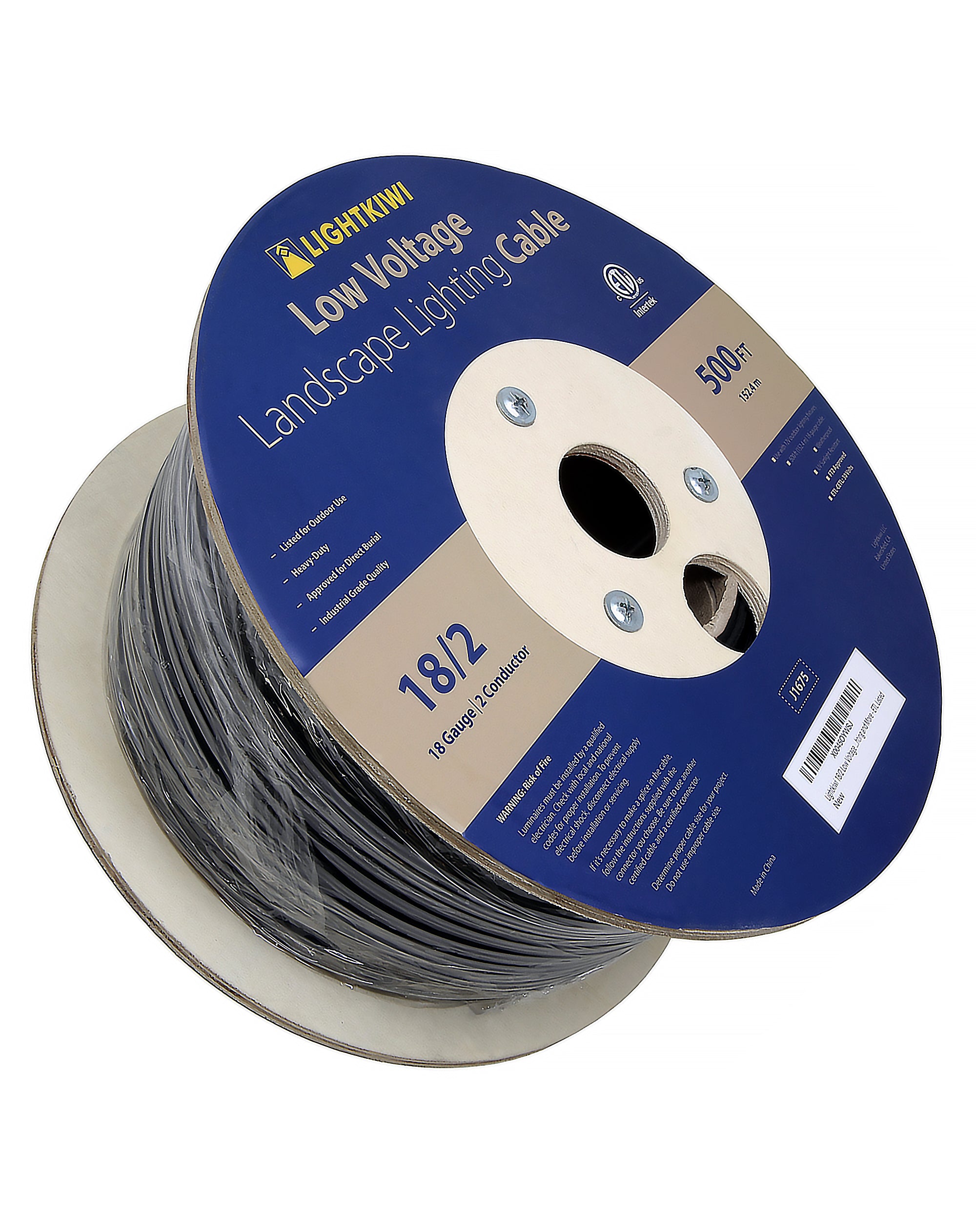 18AWG 2-Conductor Direct Burial Wire for Low Voltage Landscape Lighting, 500ft