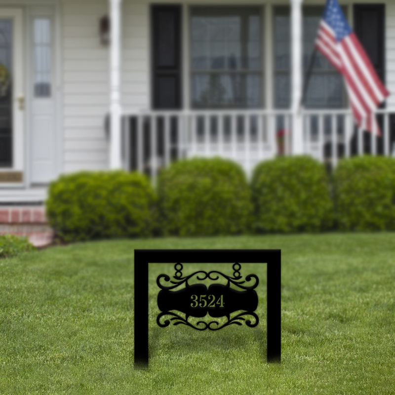 Swirl Address Yard Sign (+ FREE Solar Lights)