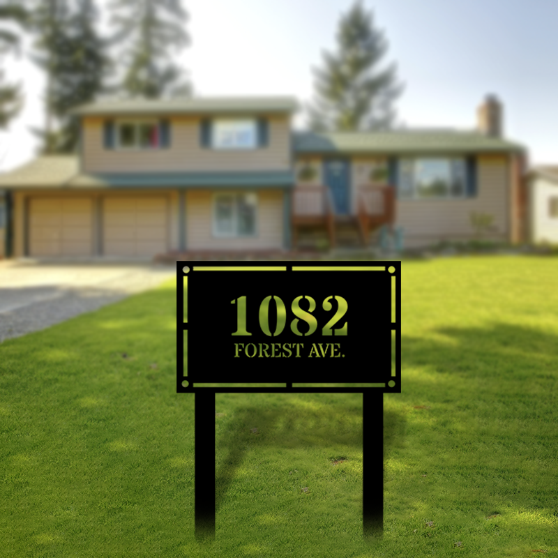 Rectangle Address Yard Sign (+ FREE Solar Lights)