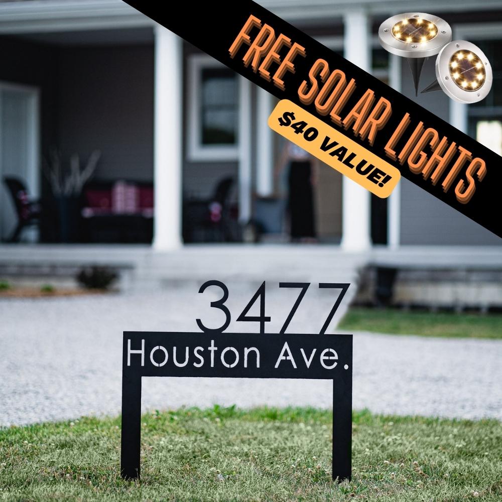 Classic Address Yard Sign (+ FREE Solar Lights)