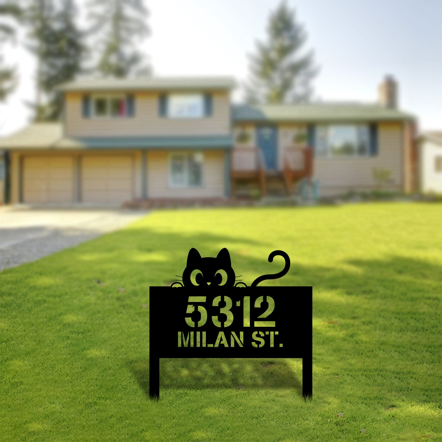 Cat Address Yard Sign (+ FREE Solar Lights)