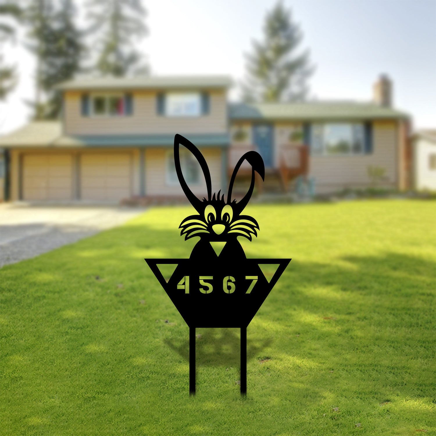 Rabbit Address Yard Sign (+ FREE Solar Lights)