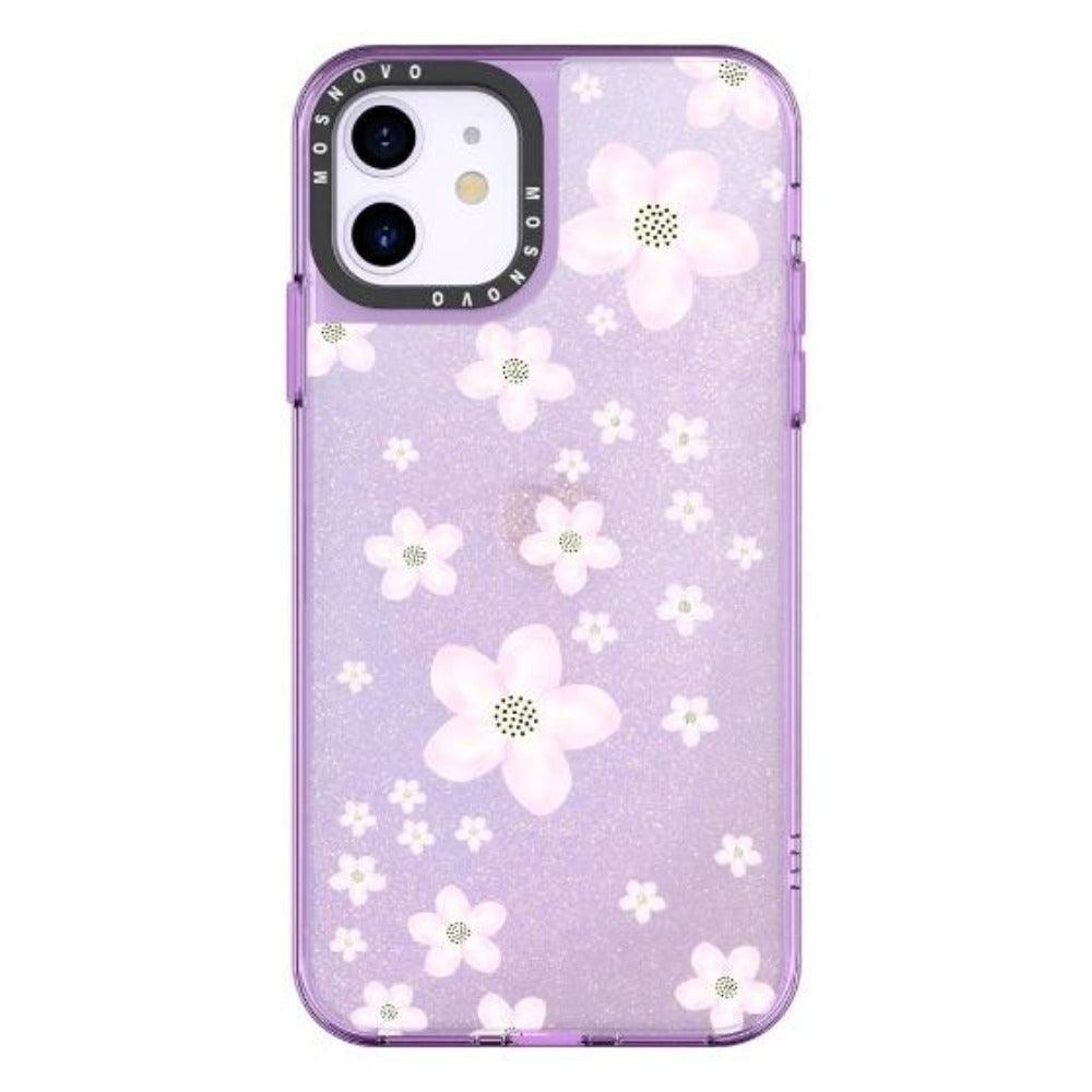 Pink Cherry Blossoms Glitter Phone Case - iPhone 11 Case