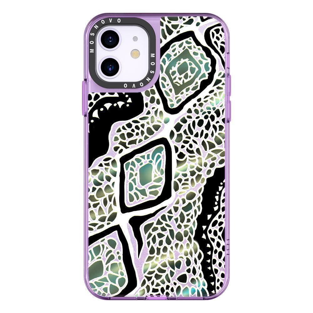 Turquoise Snake Skin Glitter Phone Case - iPhone 11 Case