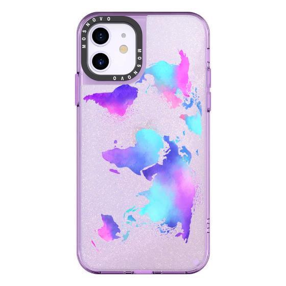 Colorful Map Glitter Phone Case - iPhone 11 Case