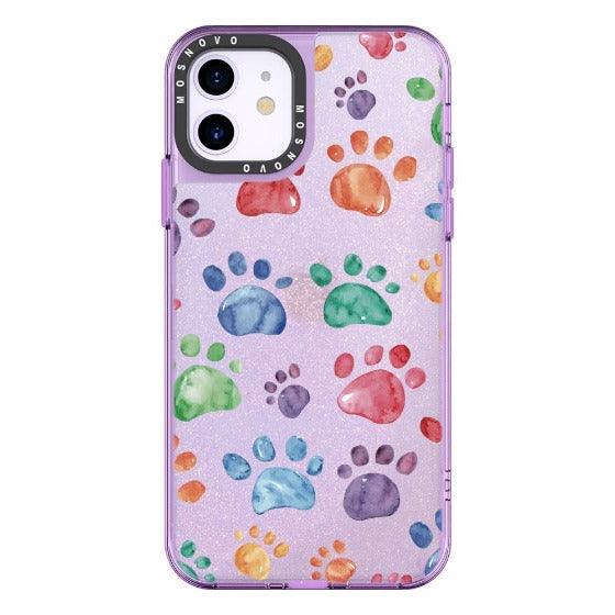 Colorful Paw Glitter Phone Case - iPhone 11 Case