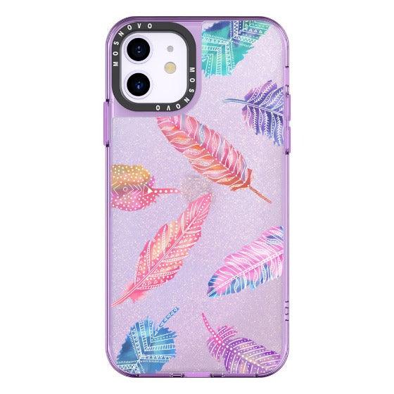 Tribal Feathers Glitter Phone Case - iPhone 11 Case