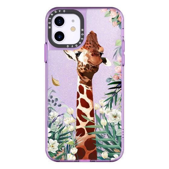 Giraffe In The Garden Glitter Phone Case - iPhone 11 Case