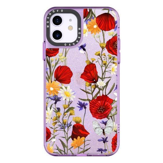 Poppy Floral Glitter Phone Case - iPhone 11 Case