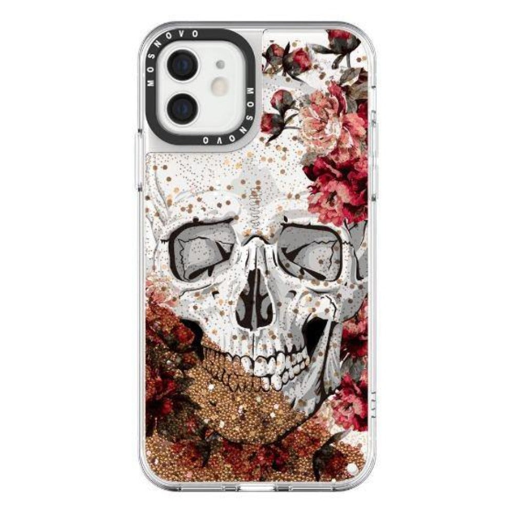 Cool Floral Skull Glitter Phone Case - iPhone 12 Mini Case