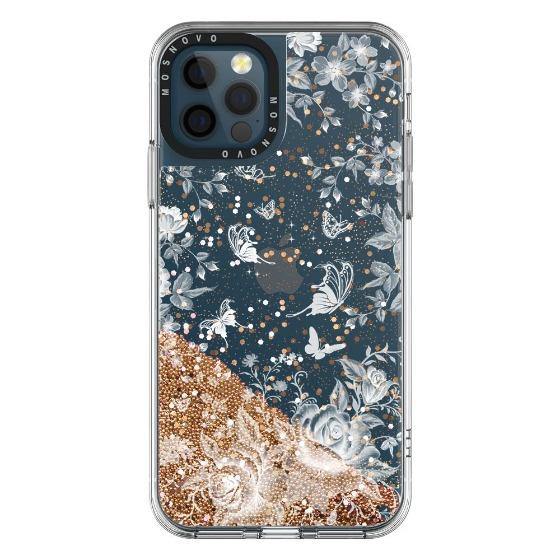 White Rose Garden Glitter Phone Case - iPhone 12 Pro Max Case