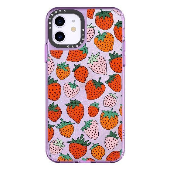 Pretty Strawberries Glitter Phone Case - iPhone 11 Case