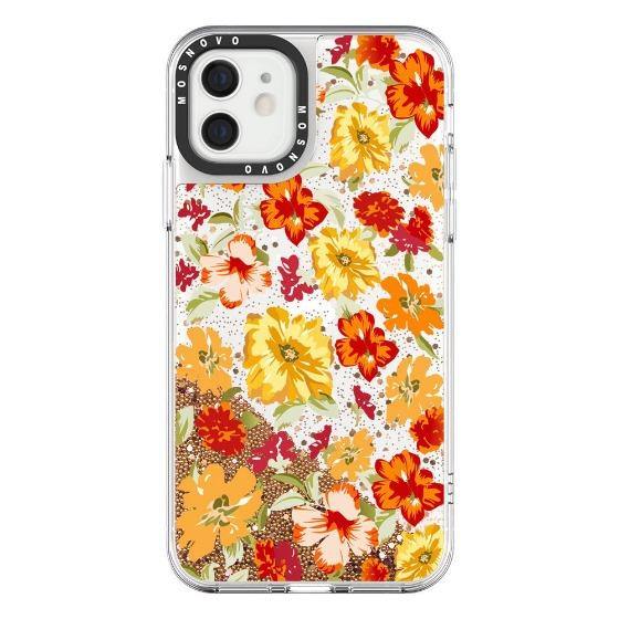 Saffron Yellow Flower Floral Glitter Phone Case - iPhone 12 Mini Case