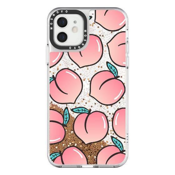 Cute Peach Glitter Phone Case - iPhone 12 Mini Case