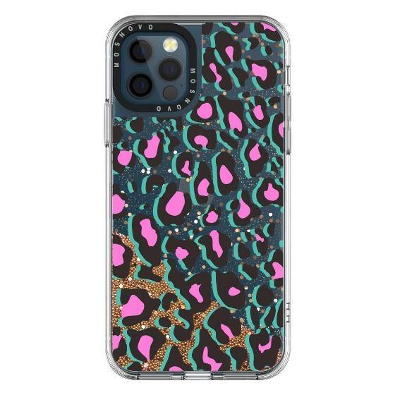 Pink Leopard Print Glitter Phone Case - iPhone 12 Pro Max Case