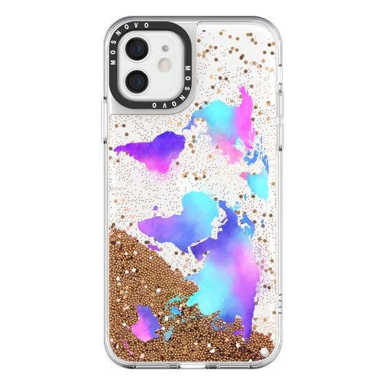 Colorful Map Glitter Phone Case - iPhone 12 Case