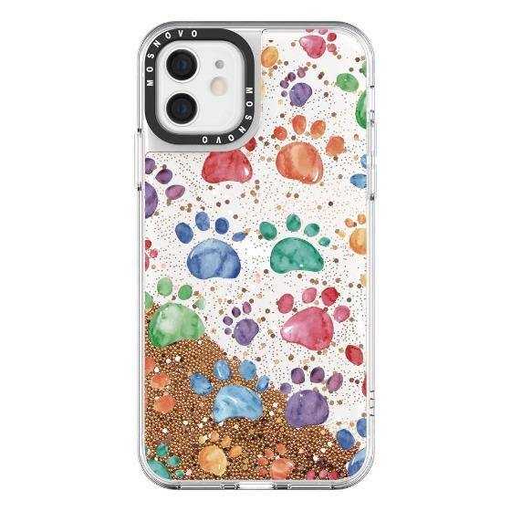 Colorful Paw Glitter Phone Case - iPhone 12 Case