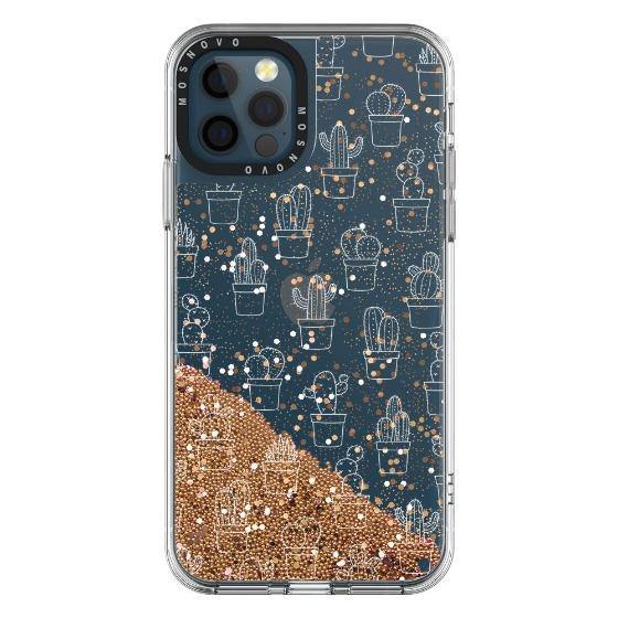 White Potted Cactus Glitter Phone Case - iPhone 12 Pro Max Case