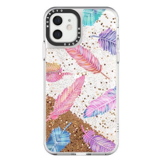 Tribal Feathers Glitter Phone Case - iPhone 12 Case