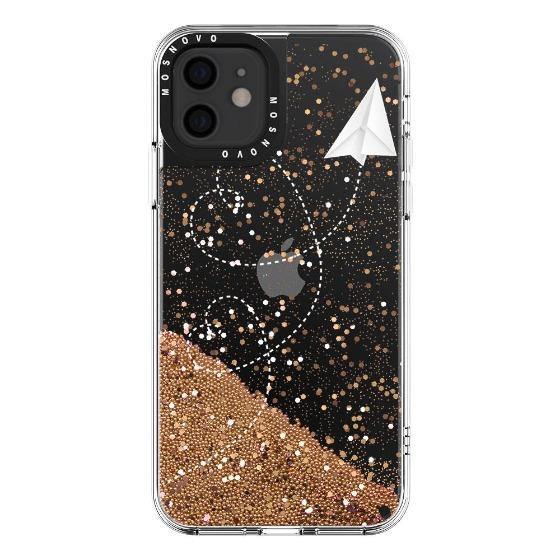 Little Cute Plane Glitter Phone Case - iPhone 12 Mini Case