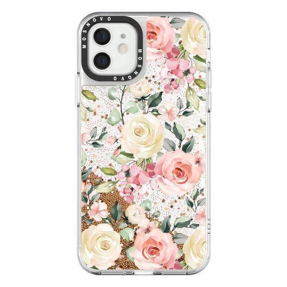 Watercolor Flower Floral Glitter Phone Case - iPhone 12 Case