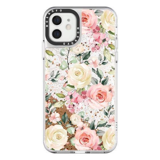 Watercolor Flower Floral Glitter Phone Case - iPhone 12 Mini Case