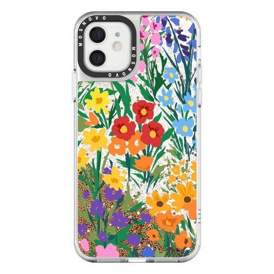 Spring Botanical Flower Floral Glitter Phone Case - iPhone 12 Case