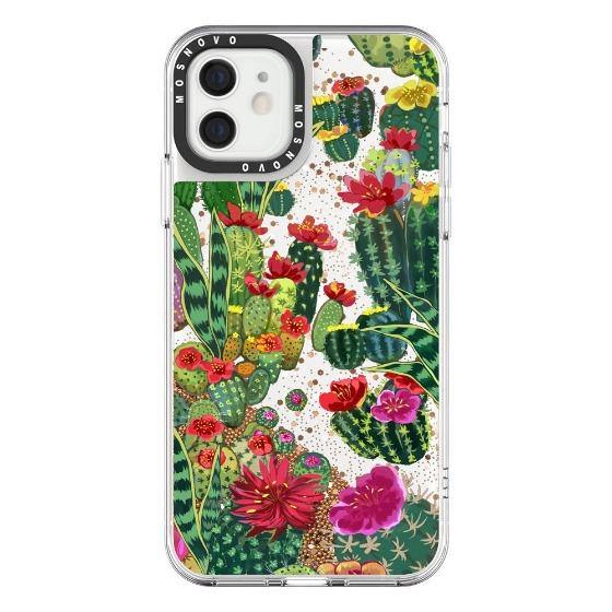 Cactus Botany Glitter Phone Case - iPhone 12 Case