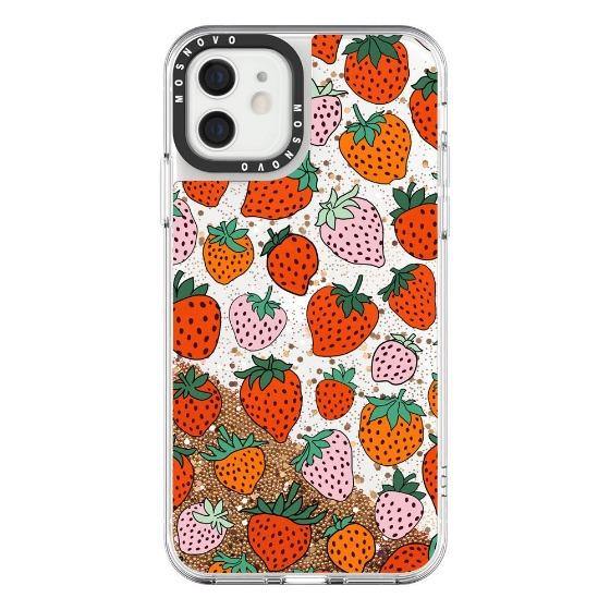 Pretty Strawberries Glitter Phone Case - iPhone 12 Case