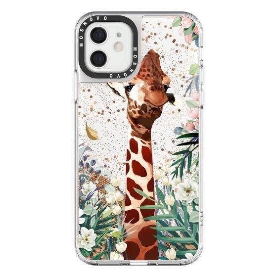 Giraffe In The Garden Glitter Phone Case - iPhone 12 Case