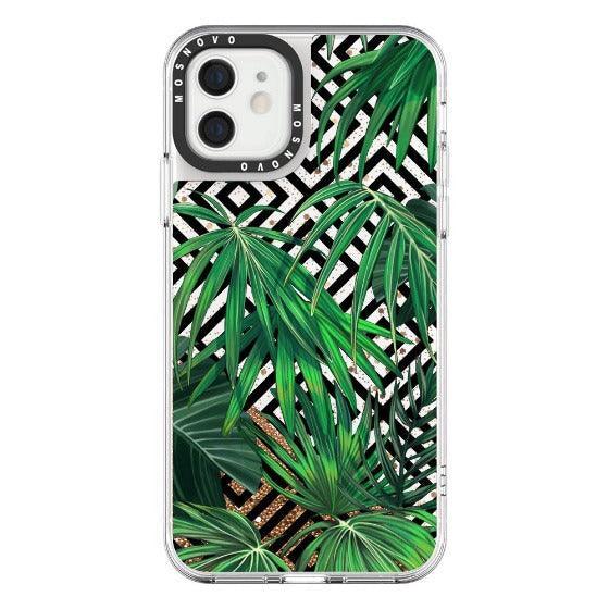 Areca Palm Pattern Glitter Phone Case - iPhone 12 Case