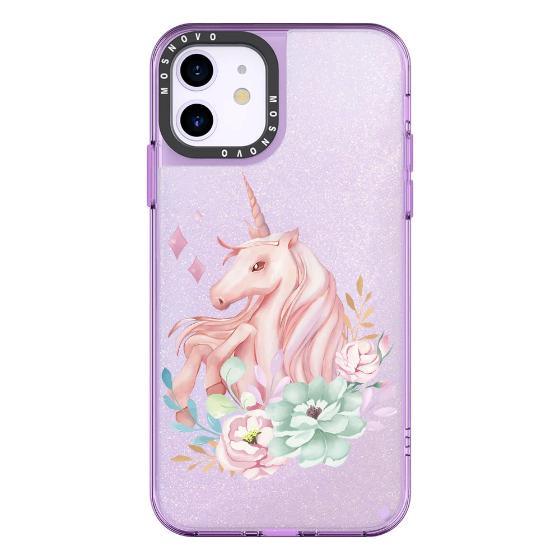 Elegant Flowers Unicorn Glitter Phone Case - iPhone 11 Case