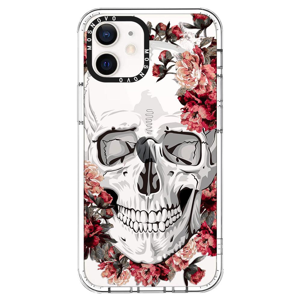 Red Flower Skull Phone Case - iPhone 12 Mini Case