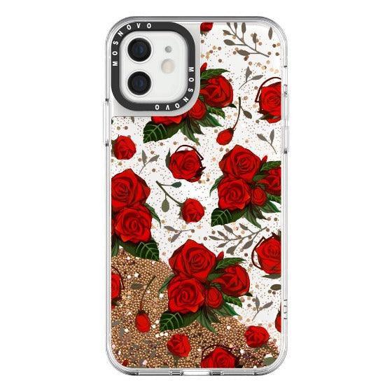 Simply Red Roses Glitter Phone Case - iPhone 12 Case