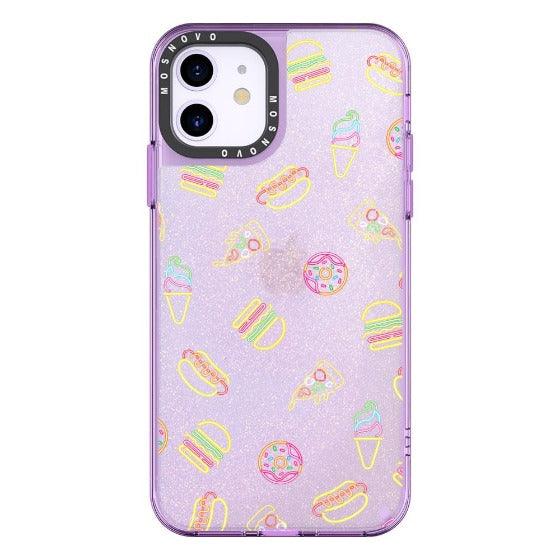 Neon Burgers Glitter Phone Case - iPhone 11 Case