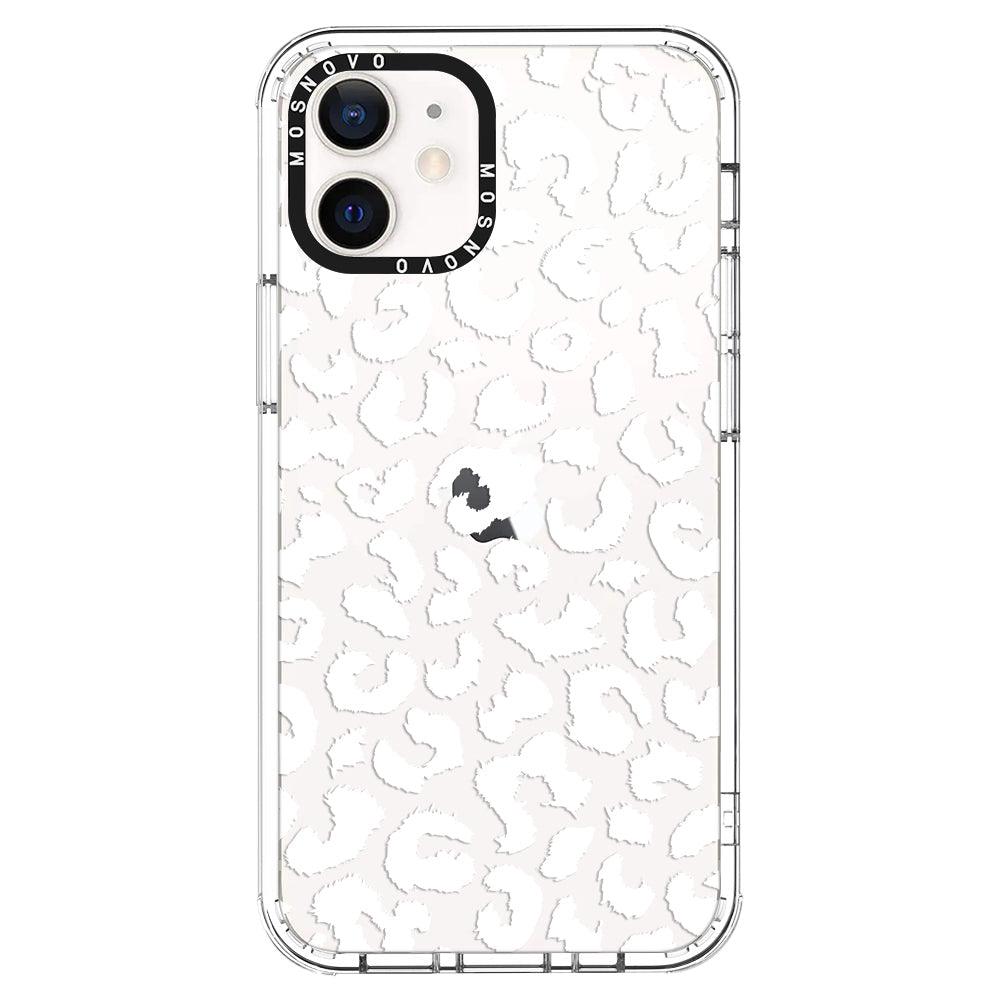 White Leopard Print Phone Case - iPhone 12 Case