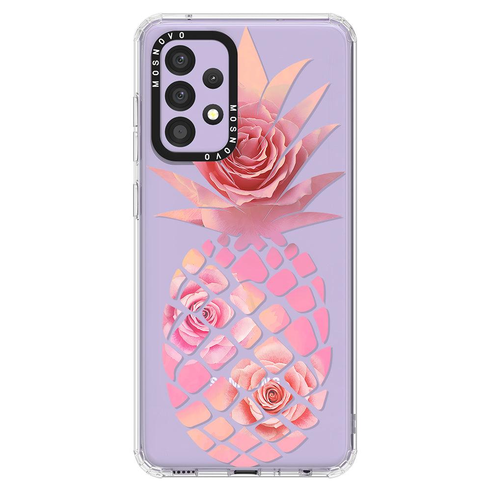 Pink Floral Pineapple Phone Case - Samsung Galaxy A52 & A52s Case