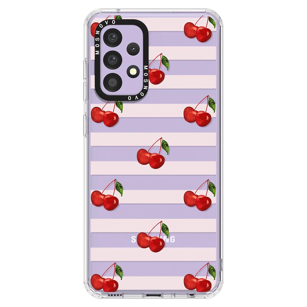 Pink Stripes Cherry Phone Case - Samsung Galaxy A52 & A52s Case