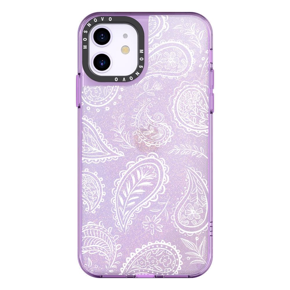 White Paisley Glitter Phone Case - iPhone 11 Case