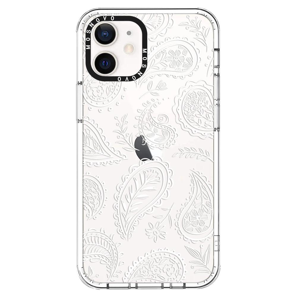 White Paisley Phone Case - iPhone 12 Case